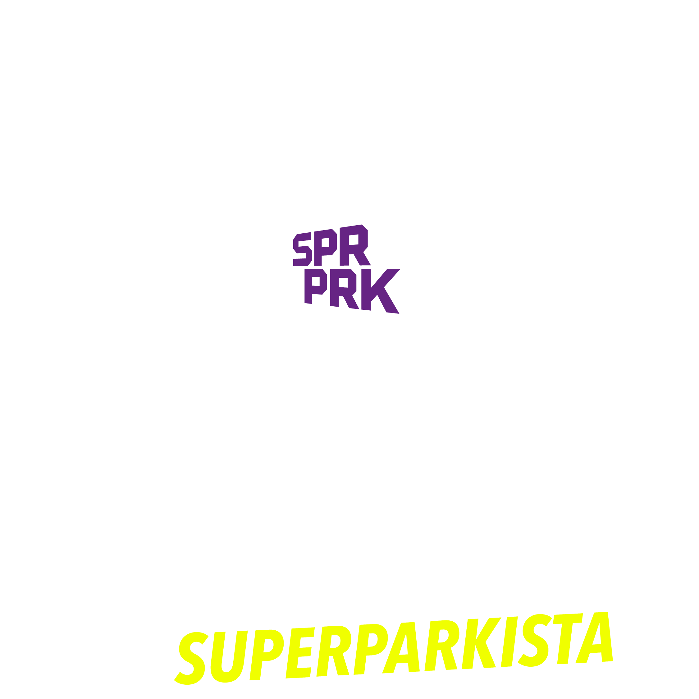 SPRPRK-hexagon logo. Menoa ja meininkiä SuperParkista.